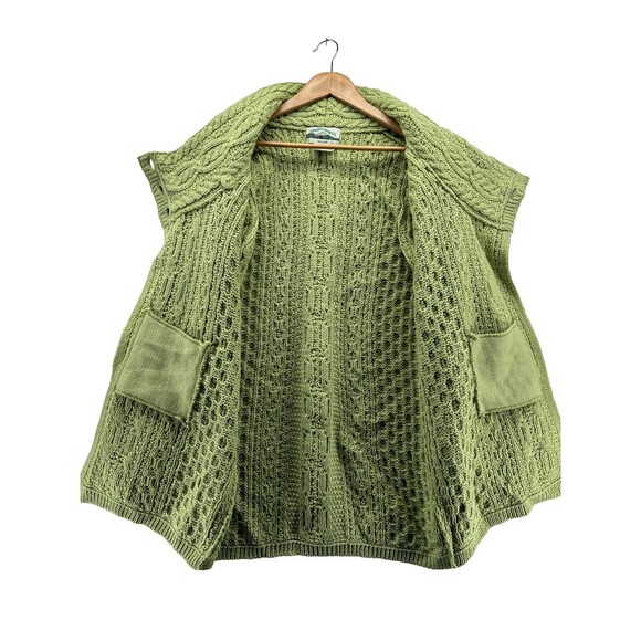 Aran Crafts Ireland Merino Wool Long Cardigan Sweater Size S Chunky Knit Green - Picture 6 of 9